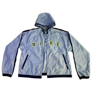 Rare Vintage 90s Nike Spell Out Windbreaker Light Blue Mens Medium